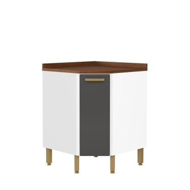 Imagem de Balcão Cozinha De Canto Em Aço Com 1 Porta Bella Bertolini Grafite/branco