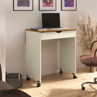Imagem de Mesa de Computador Verona com rodizio Freijó / off white - Comprar Moveis em Casa