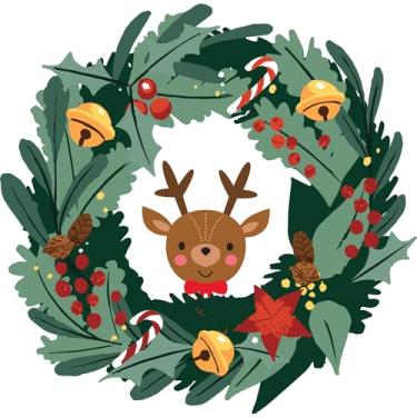 Imagem de Decoração de Natal Guirlanda Rena Adesivo Parede Porta 40cm