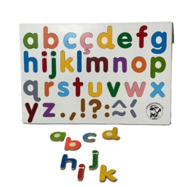 Imagem de Brinquedos Pedagogicos Dagmar Quebra-Cabeça Alfabeto Minúsculo em Madeira, 40x35cm, Colorido, para Crianças a partir de 3 Anos, Educativo, Clássico