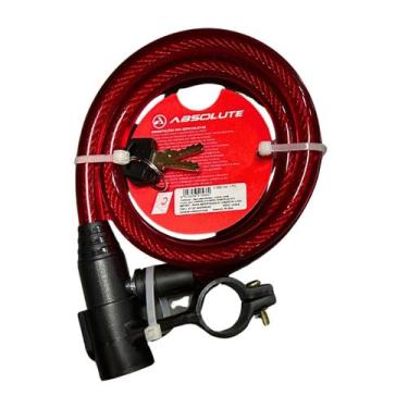 Imagem de Cadeado Absolute Bicicleta Moto Espiral 1,0m x 12mm, Vermelho