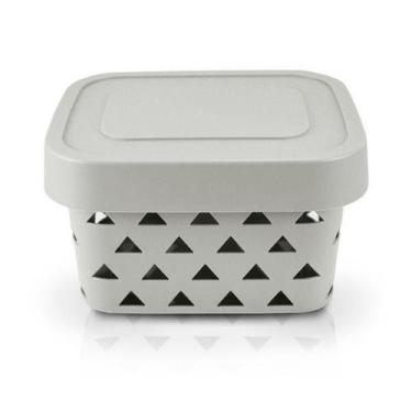 Imagem de Cesto Organizador Com Tampa (P) Cinza - Jaacki Design