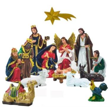 Imagem de Presépio natalino 14 peças inquebrável 23 cm - Imagem Sacra PVC
