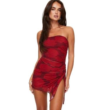 Imagem de Princess Polly Minivestido Donelli feminino, bordô/vermelho floral, Borgonha/vermelho floral, 34