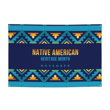 Imagem de Faixa de fundo de festa de novembro é o mês da herança nativa, 119 x 188 cm, placa de decoração interna para festa de festival