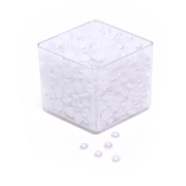 Imagem de Meia Pérola ABS 6mm Branca 2000 Unidades para Artesanato Pérolas Sem Furo para Aplicação Manual e DIY