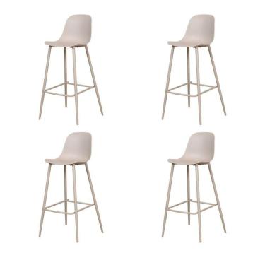 Imagem de Kit 4 Banquetas Médias Miami Abi Fratini 91,50 Cm (altura) Polipropileno Nude Base Em Aço Pintado
