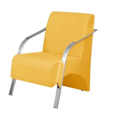 Imagem de Poltrona Vênus 1 Lugar Braço Alumínio Tecido Amarelo