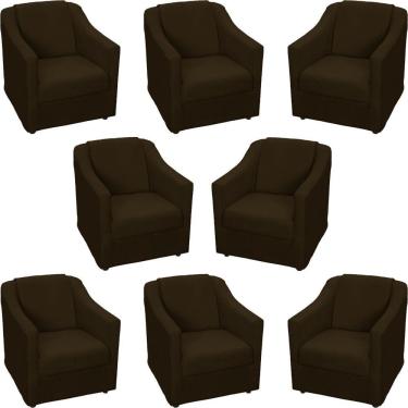 Imagem de Kit 8 Poltronas Mila Pé De Plástico Cromado - Marrom Suede