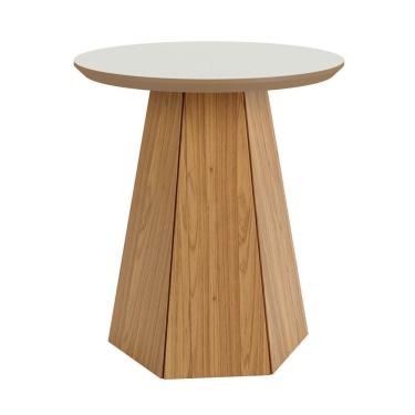 Imagem de Mesa De Apoio Base Hexagonal West D01 Off White/freijó