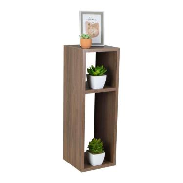 Imagem de Mesa De Cabeceira Pequena 20x20x60cm Nogal Quarto Sala