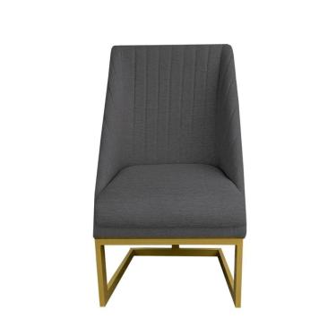 Imagem de Cadeira Para Sala De Jantar Ana Base De Ferro Linho Grafite D'classe Decor