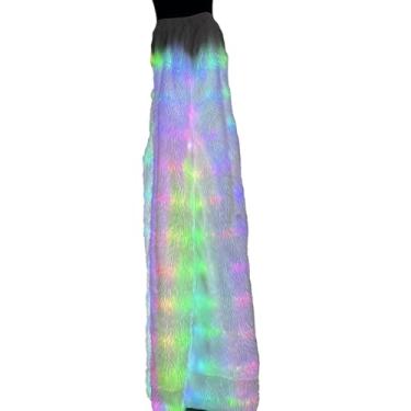 Imagem de Earthradius LED Light Up Furry Stilt Walker Costume Set - Glowing Hooded Jacket & Fluffy Wide-Leg Pants for Performance (XXL, Coat)