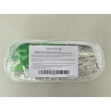 Imagem de Wasser Vela Kit de cuidados domésticos ortodônticos essenciais para viagem – escova de dentes ortodôntica, interdental, fio dental, passador de fio dental, cera dentária e bolsa de transporte (verde,