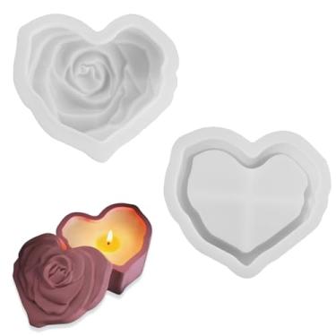 Imagem de Caixa de armazenamento de silicone em forma de coração com tampa, suporte de vela 3D para fundição de resina, moldes de concreto para arte, artesanato, decoração de festa dos namorados