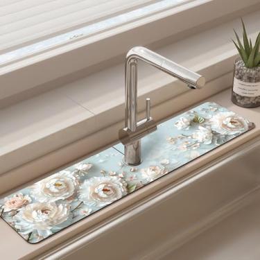 Imagem de Tapete de torneira para pia de cozinha - tapete absorvente de pia, protetor de respingos de secagem rápida para cozinha e banheiro - almofada de secagem antiderrapante com absorção de água atrás da