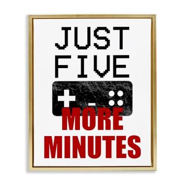 Imagem de Stupell Industries Five More Minutes Gamer Black Framed Floater Canvas Wall Art, design por Kim Allen, 21 x 17