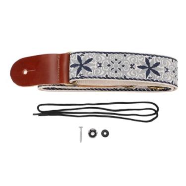 Imagem de Alça de ukulele estilo bordado retrô fivela de metal ajustável respirável cinto de ombro para banjo bandolim elegante durável confortável desgaste acessório instrumento musical nylon (estilo 1