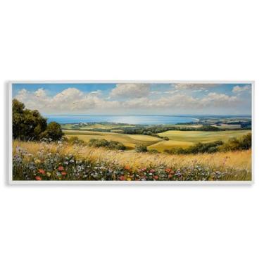 Imagem de Stupell Industries In the Distance Landscape Arte giclée emoldurada preta, design por Petal Prints Design, 13 x 30