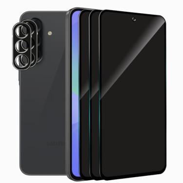 Imagem de SVMONGWA Pacote com 3+2 protetores de tela de privacidade para Samsung Galaxy A36 com 2 protetores de lente de câmera, cobertura total, película de vidro temperado anti-espião, dureza 9H, sem bolhas
