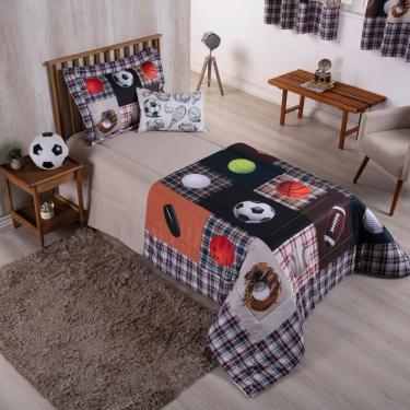Imagem de Kit Edredom Juvenil Solteiro 04 Peças Estampado 300 Fios - Esportes - 100% Poliéster