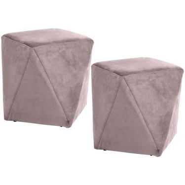 Imagem de Kit 02 Puffs Decorativo Ametista D02 Veludo Rosê C-305