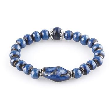 Imagem de KILIPOL Pulseira de contas de cerâmica colorida estilo étnico chinês hippie boêmio, estilo iterário e antigo, joia boêmia de praia de verão presente para mulheres presente de Natal (Style23