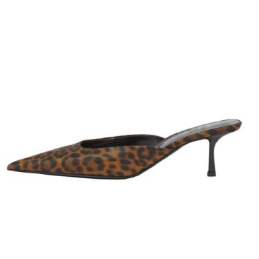 Imagem de UFEDO Vestido feminino de salto gatinho moderno sem cadarço sem costas nuas salto gatinho bico fino vestido de festa de casamento, Leopardo 254, 34