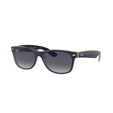 Imagem de Ray-Ban Pacote de óculos de sol RB2132: RB 2132 NEW WAYFARER 660778 New Wayfarer azul fosco em Tra 55 mm e coleira universal de silicone antiderrapante