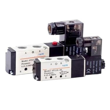 Imagem de 1 peça 4V210-08 24v válvula solenoide eletromagnética 4V210-08-10 24DC 4V410-15 4V110-06 AC220v DC12v AC24v (4V210-08 AC220)