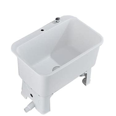 Imagem de TRGCJGH Pia de esfregão para sala de lavagem, pia utilitária para porão, garagem, banheiras de estação de lavagem e drenagem (40 x 40 cm, branca)