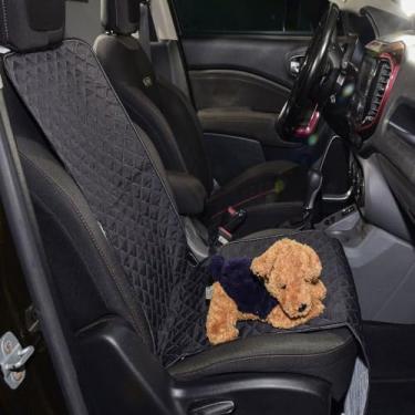 Imagem de Capa Protetora para Banco de Carro, Impermeável, Microfibra Matelada, 140 x 40cm, com Elástico, Universal para Assento Dianteiro (Preto)