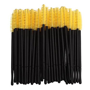 Imagem de 100 unidades de pincel descartável para cílios, varinhas de rímel, aplicador, conjunto de pincéis de maquiagem, algodão plástico, 5 cores, rosa, azul, rosa, vermelho, preto, (Amarela)