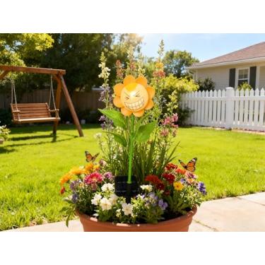 Imagem de cata-ventos personalizados, luz solar ao ar livre com olhos sorridentes engraçados - decoração de jardim, à prova d'água, caminho de ligar/desligar, gramado, luz de estaca de quintal para decorações