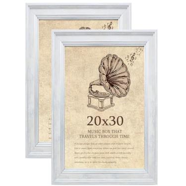 Imagem de TKYGU Porta-retrato 50 x 76 cm com conjunto de 2 vidros de verdade, molduras vintage - molduras de estilo antigo para parede - Moldura ornamentada para escritório branco rústico ou decoração de casa