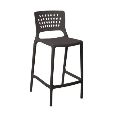 Imagem de Banqueta Alta Para Bancada E Cozinha Grafite Empilhável Marte Em Polipropileno Acrilys