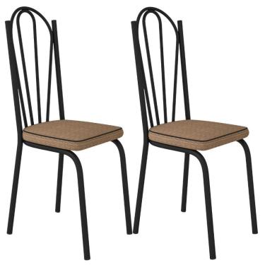 Imagem de Kit 2 Cadeiras Tubular Europa 121 Preto Assento Rattan Artef Rattan