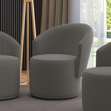 Imagem de Poltrona Decorativa Orgânica Fixa Para Sala Malu Suede M11 - D'rossi Cor Grafite