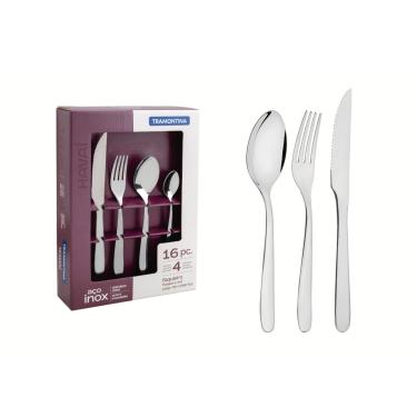 Imagem de Faqueiro Tramontina Havaí em Aço Inox com Facas para Churrasco 16 Peças