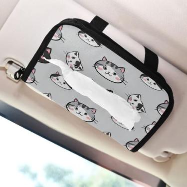 Imagem de SEHANY Porta-lenços de carro de gato fofo, caixa de lenços de papel de carro, suporte de guardanapo retangular dispensador de máscara de carro caixa de lenços de veículo para automóvel universal