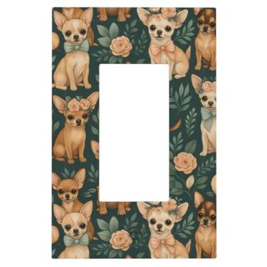 Imagem de 1 Gang Single GFCI Outlet Covers Decorador/Rocker Light Switch Placa de Parede Chihuahua Dogs Dispositivo Elétrico Face Plug Plate Cover para Receptáculo Dimmer Tomada USB