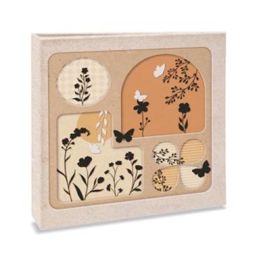 Imagem de Álbum de fotos Ical, encadernação fichário, 40 páginas de papel kraft - para colar recortes, fotos e lembranças - linha Scrapbook - modelo borboletas e flores - 601