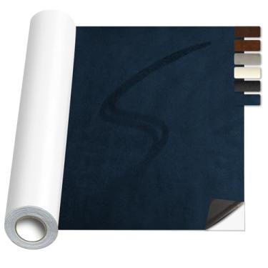 Imagem de Patch de reparo de camurça, tecido grande de couro de camurça sintética, adesivos de tecido autoadesivo para móveis, sofá, interior de carro, sapatos, bolsa de mão, caixas de joias (azul, 20 x 200 cm)