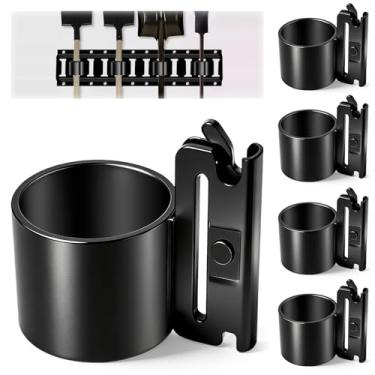 Imagem de Fuerdich Pacote com 5 suportes de ferramentas resistentes E-Track com capacidade de 272 kg, pá universal E-Track/X-Track e organizador de vassouras para trailers fechados, caminhões e vans - cabides