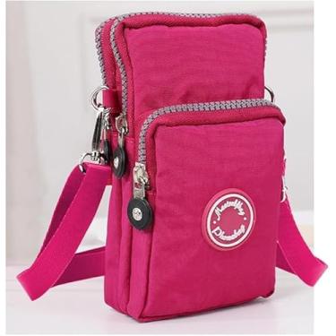 Imagem de Bolsas transversais para mulheres, bolsa de telefone pequena de nylon, bolsa de moedas, carteira feminina, Vermelho, Bolsa tiracolo pequena para celular feminina