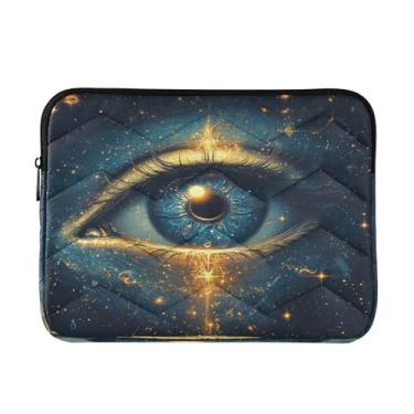 Imagem de STAYTOP Um olho azul brilhante dourado macio e resistente a impactos, bolsa de transporte protetora para notebook de 13 a 14 polegadas