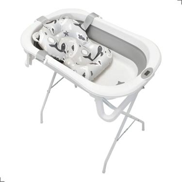 Imagem de Banheira Dobrável Premium Baby Bubbly Grey Branco