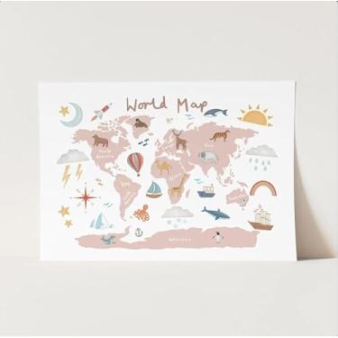 Imagem de Pano de fundo de mapa-múndi, adereços de banner para decoração de festa com fundo fotográfico, simples e fácil de instalar