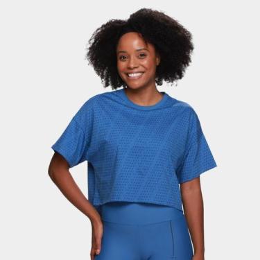 Imagem de Camiseta Colcci Sport Cropped Monograma Feminina, Azul, P