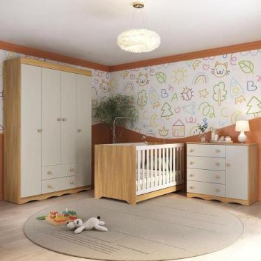 Imagem de Quarto De Bebê Completo Com Berço Americano 3 Em 1 Realeza Multimóveis
